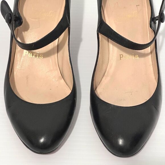 Christian Louboutin Leather Mary Jane Pumps EU 38.5 / US 8.5 Classic Luxury - Picture 7 of 16